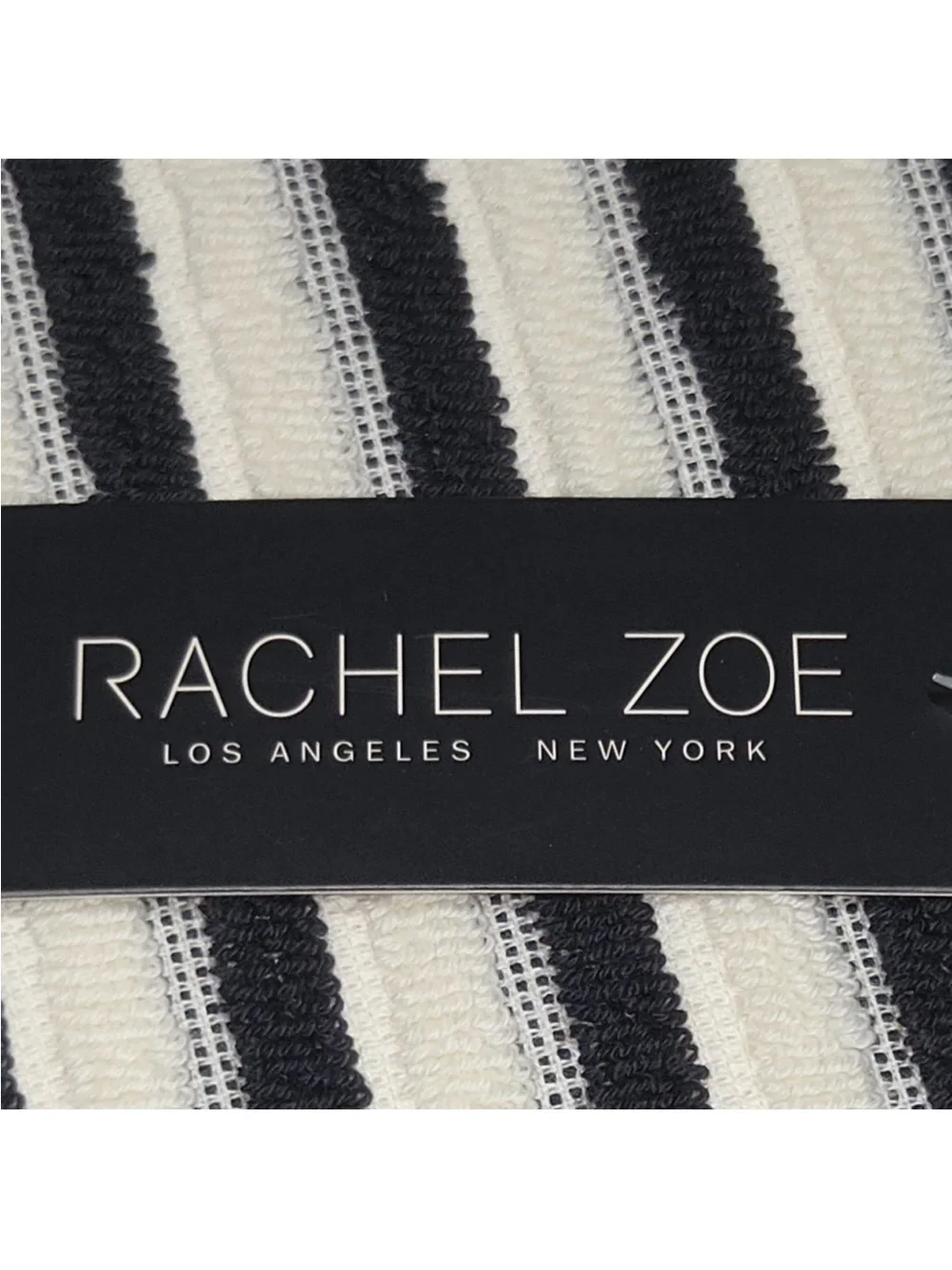 Rachel Zoe Cream Black Striped Fringe Oversized Beach Towel 40x70 Spring Summer